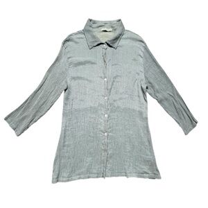 Cut Loose Button Up Crinkle Textured Shirt Blouse Top Womens Size XL Made In USA